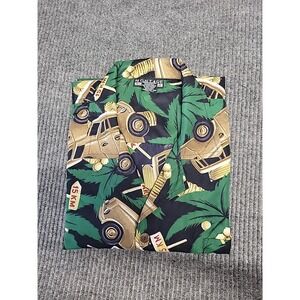 Mens Large Short Sleeve‎ Tropical Button Up Shirt Polyester